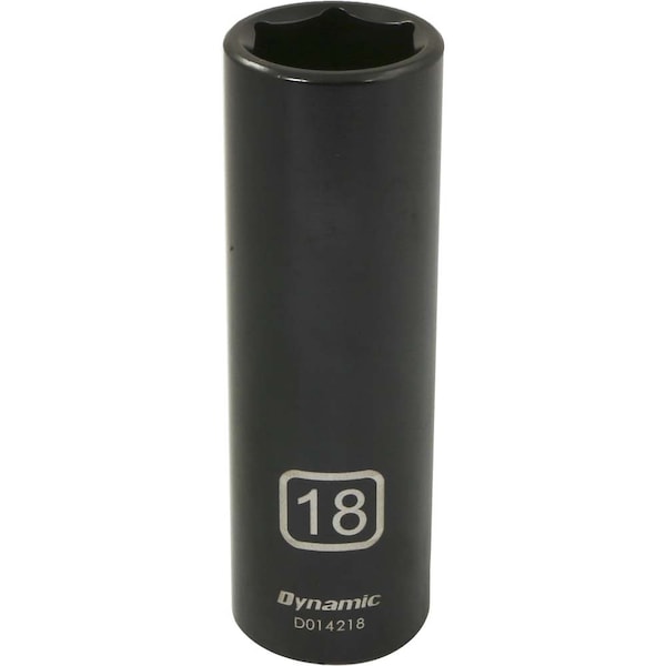 1/2" Drive Deep Socket, Black Phosphate, Tools 1/2" Drive 6 Point Metric, 18mm Deep Length
